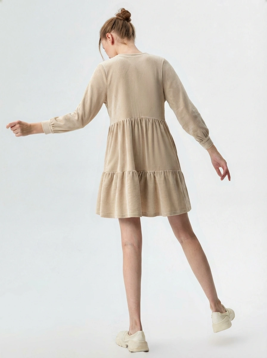 Kleid samta kleita ar krokjoslām4 Kleid samta kleita ar krokjoslām - Image 5