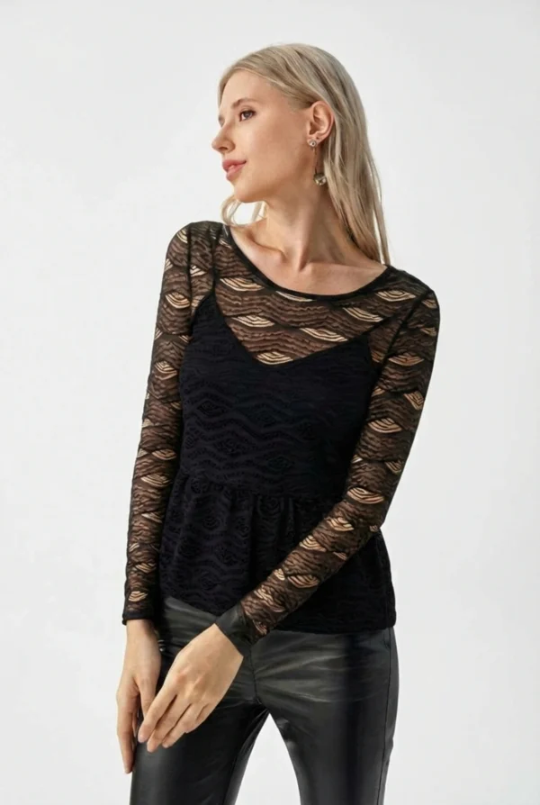 Mariel mežģīņu blūze ar volānu