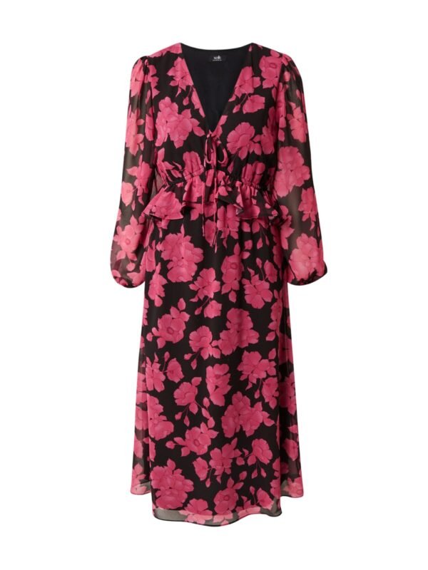 Midi puķaina kleita ar volānjoslu viduklī