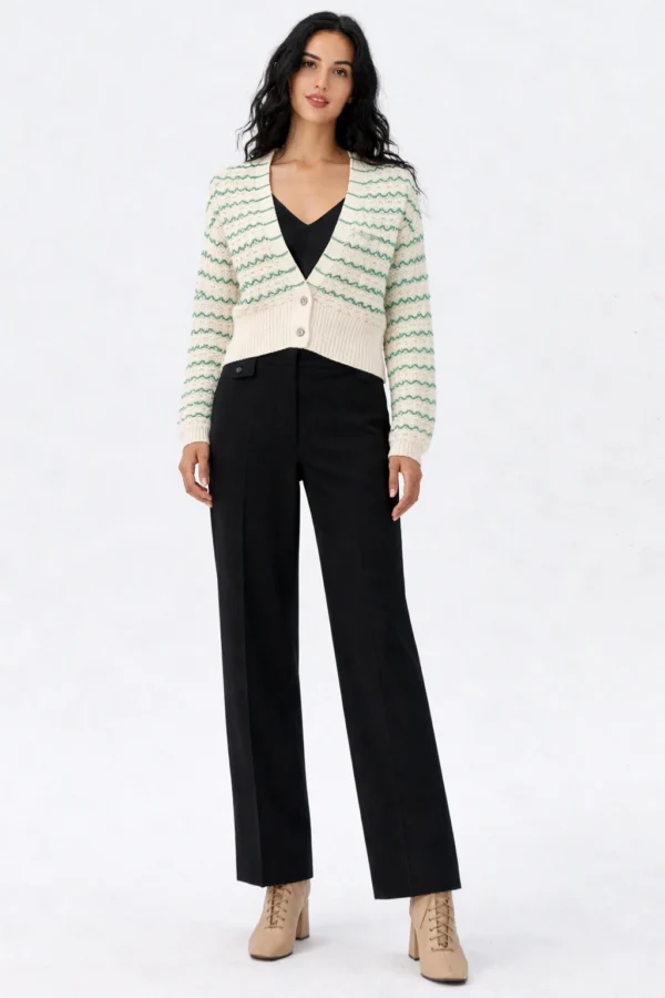 Only saīsināts kardigans ar zaļām strīpām